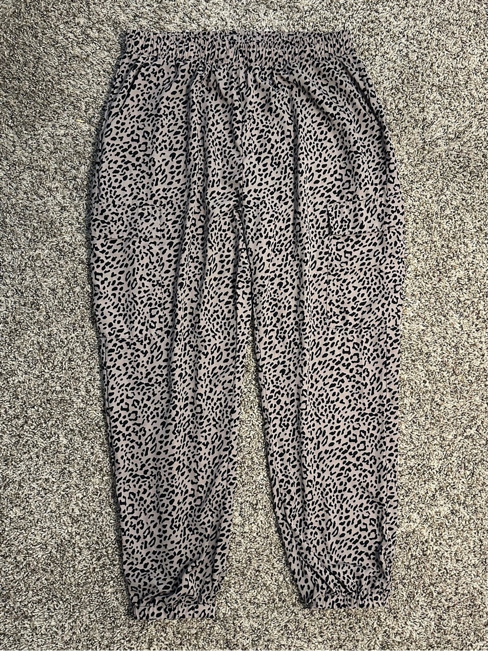 Leopard Print Jogger Pants - Taupe/Black